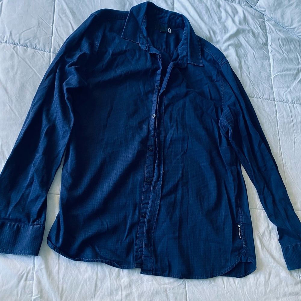 G by guess Navy Blue Button-Up Shirt